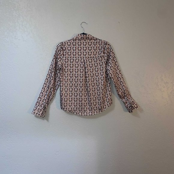 Forever 21 Contemporary Long Sleeve Button-Down Shirt 70s Pattern Small - Picture 5 of 7